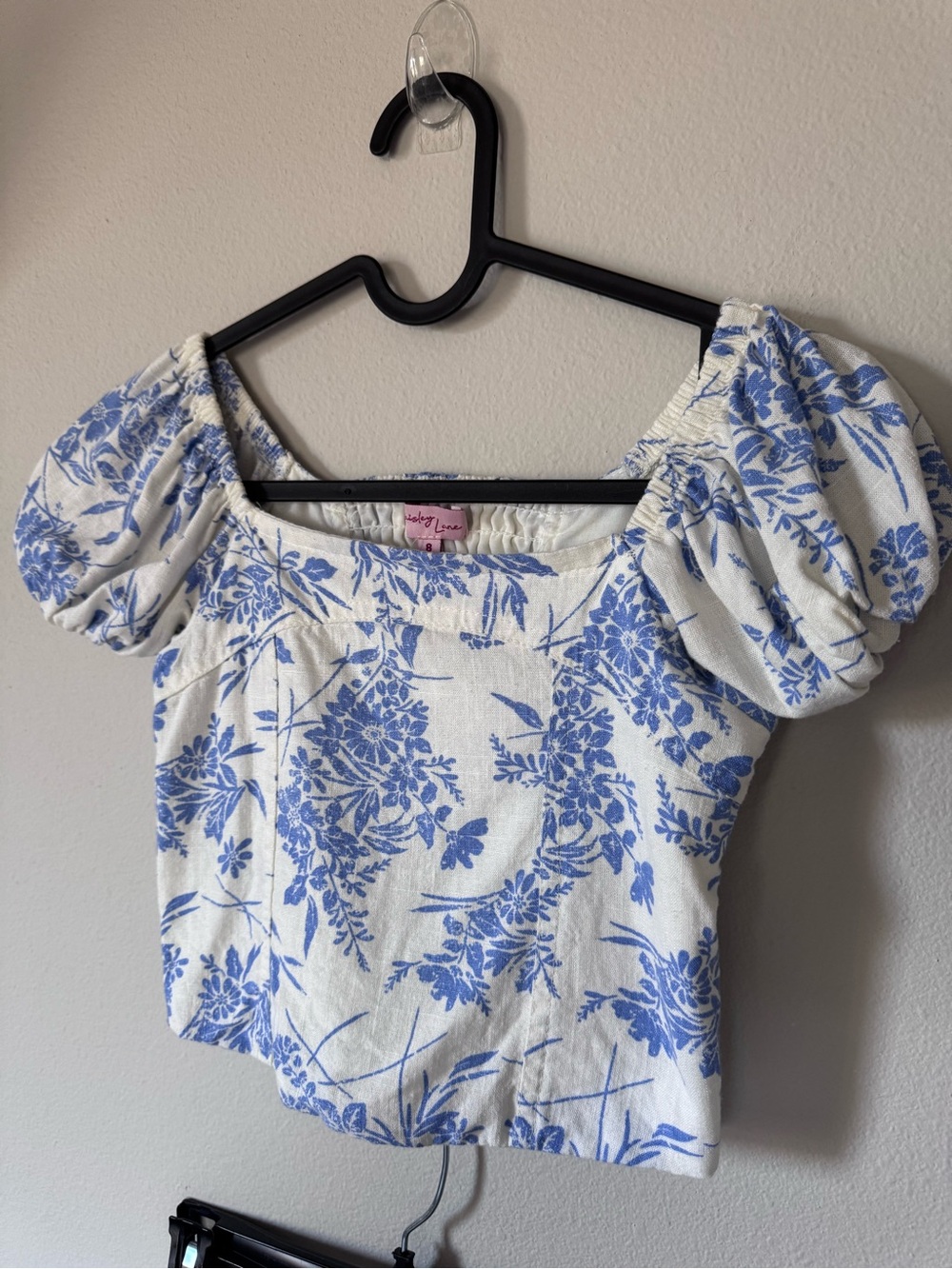 Paisley Lane blue floral 2pc Crop Top & Harem Pants Set Girls Size 8 - Picture 4 of 15